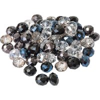 Glasschliffperlen, 10 mm, 35 Stück - Schwarz/Kristall Glasschliffperlen, 10 mm, 35 Stück - Schwarz/Kristall von PRACHT