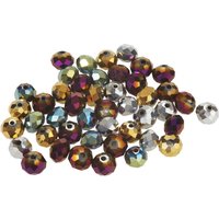 Glasschliffperlen, 8 mm, 45 Stück - Metallic von Grau