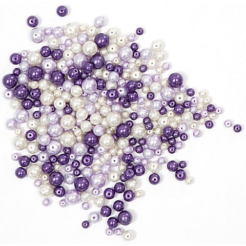 Glaswachsperlen, Lilatöne, 4–8 mm Ø, 100 g Glaswachsperlen, Lilatöne, 4–8 mm Ø, 100 g