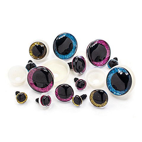 Glitzer-Augen, 1–3 cm Ø, 14 Stück Glitzer-Augen, 1–3 cm Ø, 14 Stück