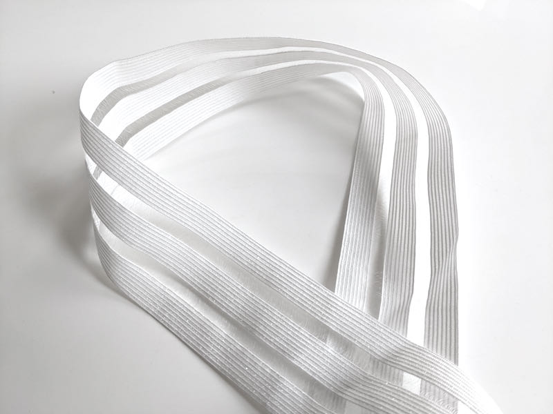 Glitzer Gummiband mit 3 Streifen, 3 Meter, verschiedene Farben – 5 cm breit - Weiß Glitzer Gummiband mit 3 Streifen, 3 Meter, verschiedene Farben – 5 cm breit - Weiß