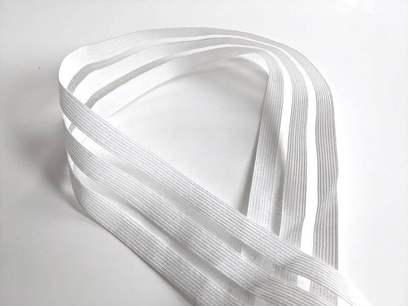 Glitzer Gummiband mit 3 Streifen, 3 Meter, verschiedene Farben - 5 cm breit - Weiß