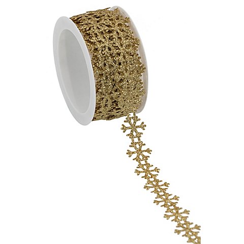 Glitzerband "Schneeflocke", gold, 20 mm, 5 m Glitzerband "Schneeflocke", gold, 20 mm, 5 m von buttinette