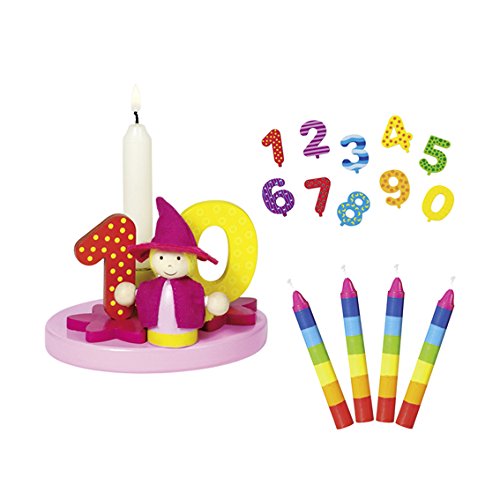 Goki Geburtstagskind Mädchen Geburtstagsmännchen Zahlen 1-9+0 10 Kerzen bunt - Die LuLuGoS