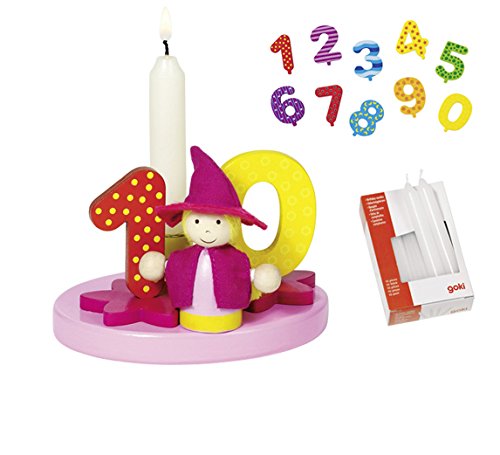 Goki Geburtstagskind Mädchen Geburtstagsmännchen Zahlen 1-9+0 10 Kerzen weiß - Die LuLuGoS