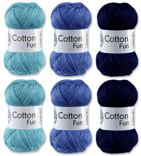Gründl Cotton Fun Häkelgarn Schulgarn 100% Baumwolle SET 6 Blau Mix 6 Stück 300 Gramm Gründl Cotton Fun Häkelgarn Schulgarn 100% Baumwolle SET 6 Blau Mix 6 Stück 300 Gramm von Gründl
