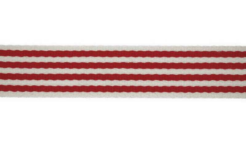 Gurtband, Webband 40 mm / gestreift – ab 1 Meter Länge - Rot