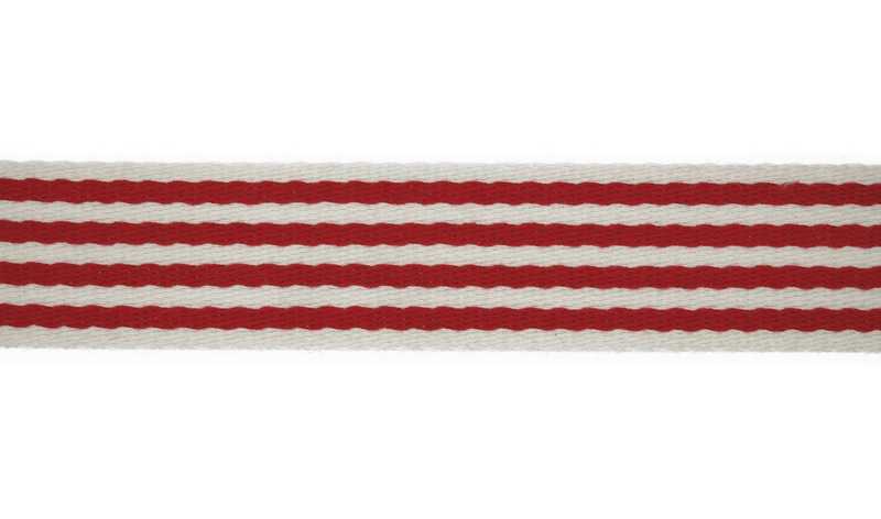 Gurtband, Webband 40 mm / gestreift - ab 1 Meter Länge - Rot Gurtband, Webband 40 mm / gestreift - ab 1 Meter Länge - Rot