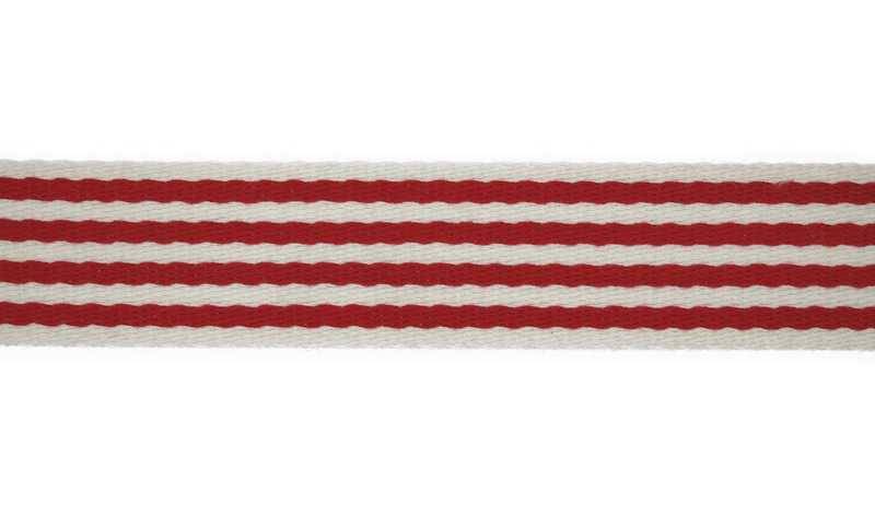 Gurtband, Webband 40 mm / gestreift - ab 1 Meter Länge - Rot