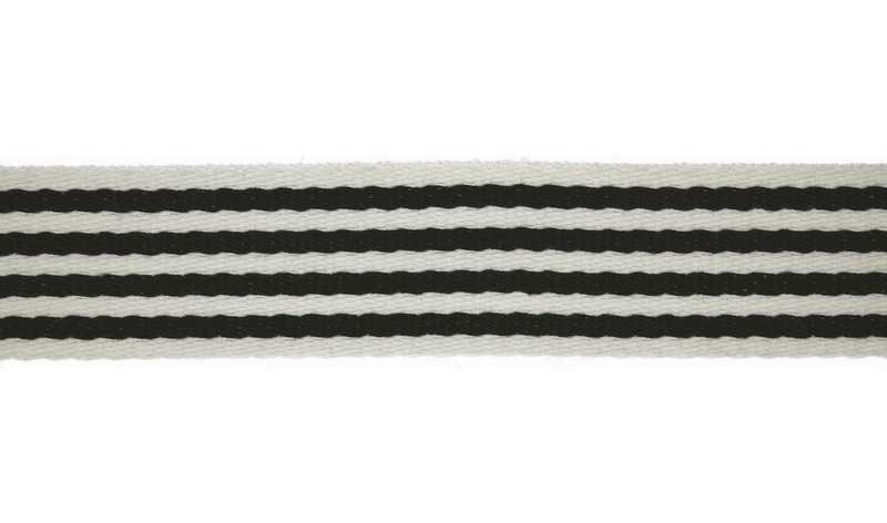 Gurtband, Webband 40 mm / gestreift - ab 1 Meter Länge - Schwarz Gurtband, Webband 40 mm / gestreift - ab 1 Meter Länge - Schwarz