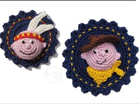 Häkelanleitung Button Cowboy und Indianer - Applikation Häkelanleitung Button Cowboy und Indianer - Applikation