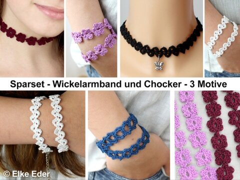 Häkelanleitung - Wickelarmband und Chocker - Sparset Häkelanleitung - Wickelarmband und Chocker - Sparset