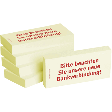 Haftnotizen -Bitte beachten Sie unsere neue Bankverbindung- - 75 x 35