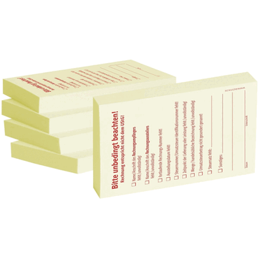 Haftnotizen -Bitte unbedingt beachten- - 55 x 75 mm 5x 100 Blatt.