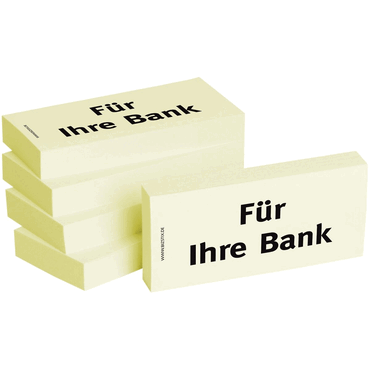 Haftnotizen -Für Ihre Bank- - 75 x 35 mm 5x 100 Blatt.
