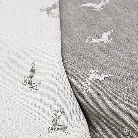 Halbleinen-Jacquard "Hirsch", graphit/natur Halbleinen-Jacquard "Hirsch", graphit/natur