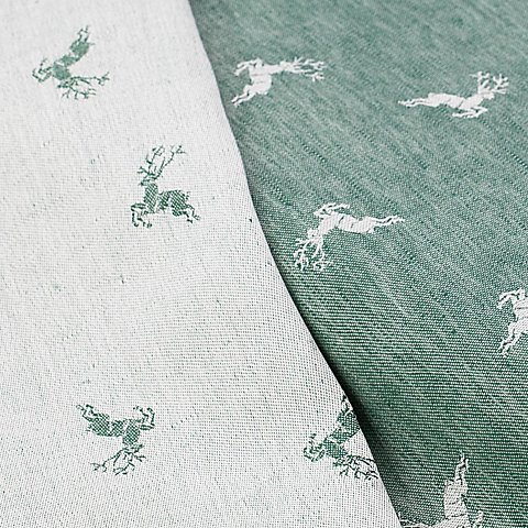 Halbleinen-Jacquard "Hirsch", grün/natur Halbleinen-Jacquard "Hirsch", grün/natur