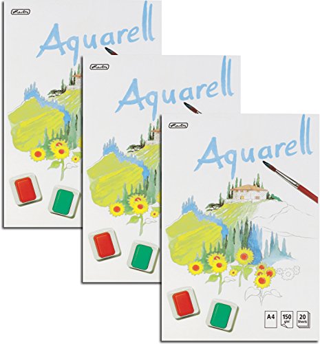 Herlitz Aquarellblock DIN A4 20 Blatt (3 Blöcke)