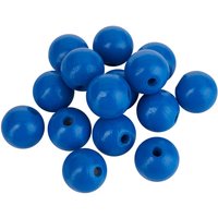 Holzperlen, Ø 15 mm - Blau von Blau