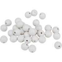 Holzperlen, Ø 12 mm, 30 Stück - Weiß von Meyco