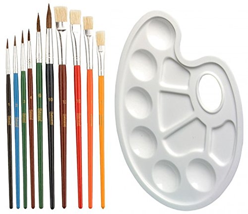 Idena Schulmalpinsel-Set 10tlg. und Mischpalette im Set
