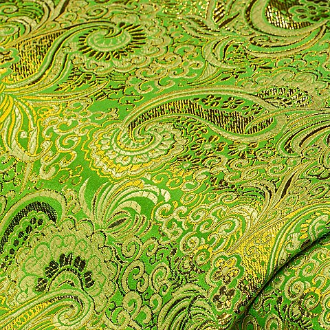 Jacquard "Blumen/Paisley", grün/gold Jacquard "Blumen/Paisley", grün/gold