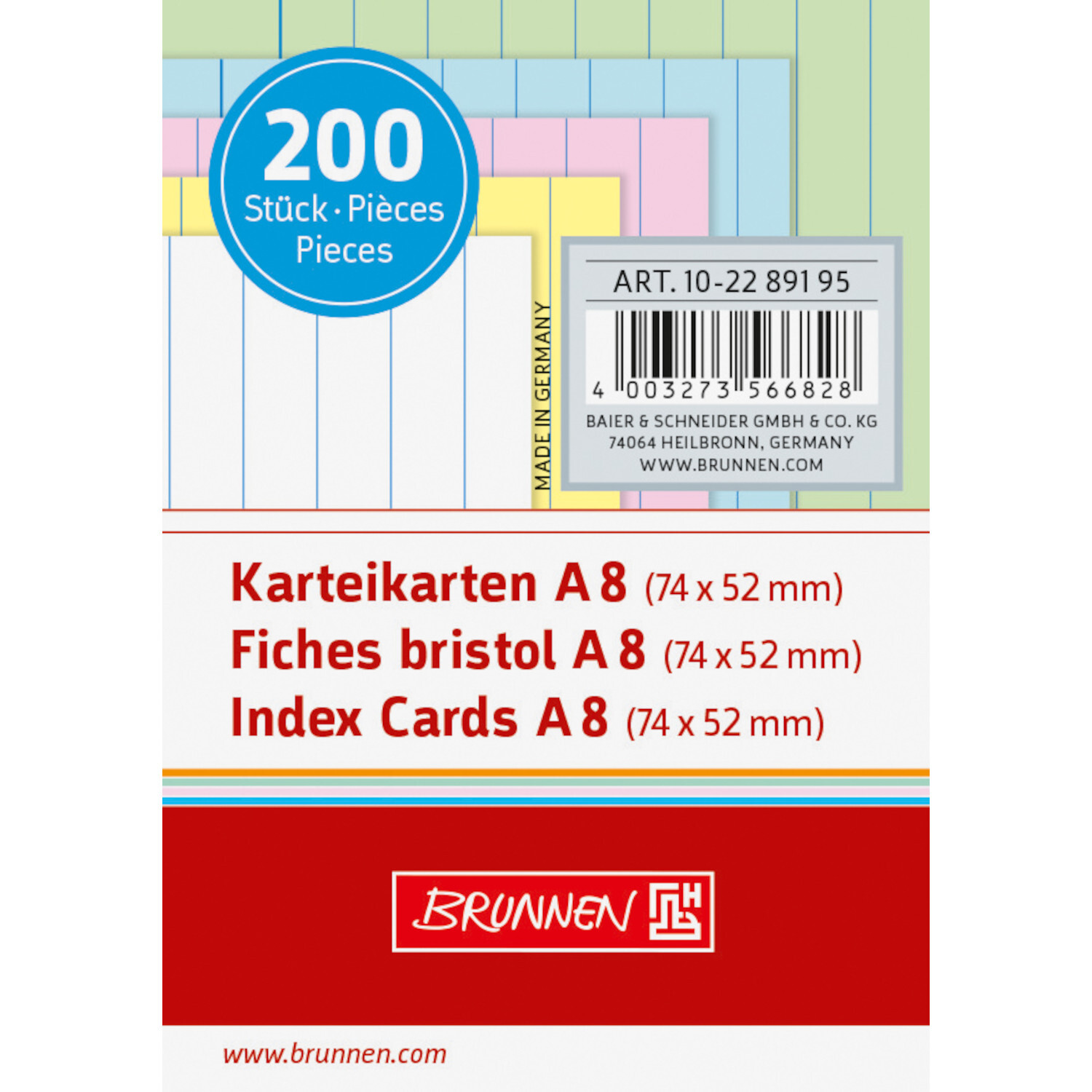 Karteikarte A8 liniert sortiert Karteikarte A8 liniert sortiert von Brunnen