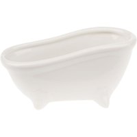 Keramik-Seifenschale "Badewanne", 15x7x7,2cm, weiß glänzend von Weiß