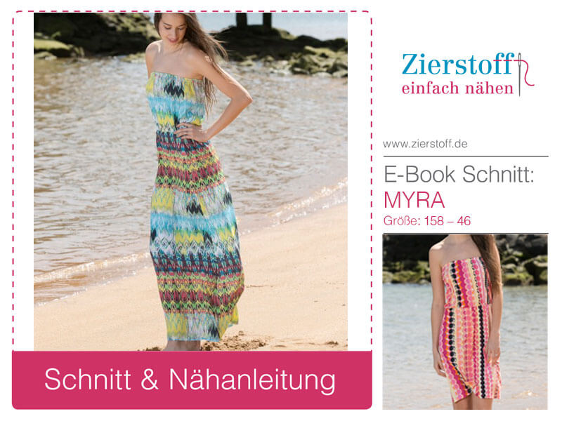 Kleid "Myra" - Schnitt & E-Book, Gr 158 - Damengr. 46 - lang und kurz Kleid "Myra" - Schnitt & E-Book, Gr 158 - Damengr. 46 - lang und kurz