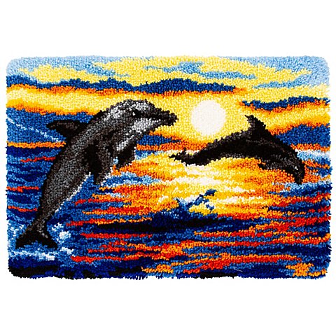 Knüpfteppich "Delfin", 74,5 x 50 cm