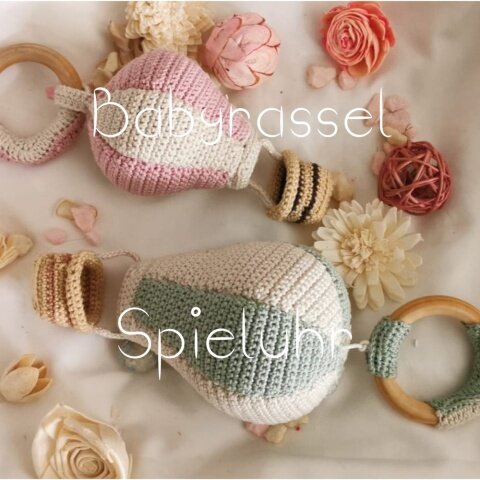 Kombipaket Babyrassel und Spieluhr Heißluftballon