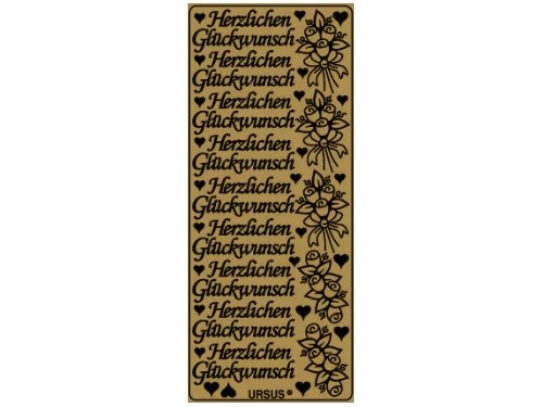Konturen-Sticker 8, Herzlichen Glückwunsch 1, gold Konturen-Sticker 8, Herzlichen Glückwunsch 1, gold