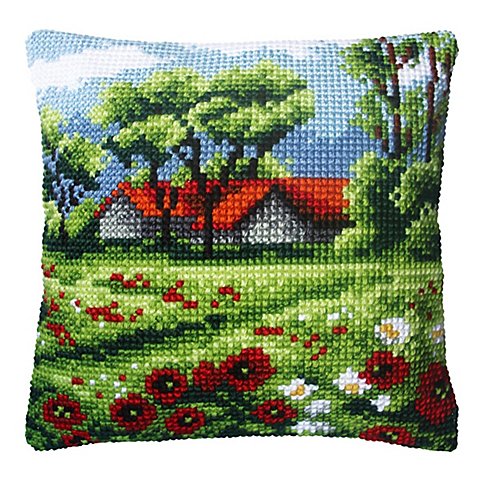 Kreuzstichkissen "Frühlings-Landschaft" Kreuzstichkissen "Frühlings-Landschaft"