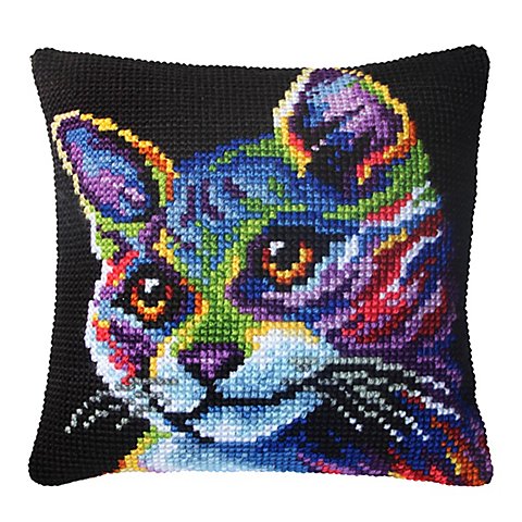 Kreuzstichkissen "Katze Pop Art"
