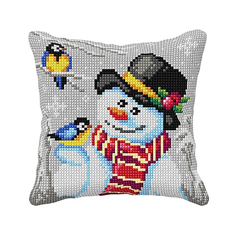 Kreuzstichkissen "Schneemann mit Hut" Kreuzstichkissen "Schneemann mit Hut"