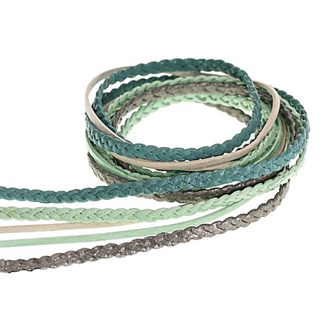 Lederbänder-Mix, türkis, 2–3 mm Lederbänder-Mix, türkis, 2–3 mm