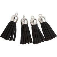 Lederquasten - Silber/Schwarz Lederquasten - Silber/Schwarz