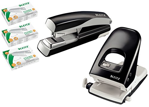 Leitz NeXXt Series Heftgerät für 40 Blatt Set Locher Hefter + Klammern schwarz von Leitz