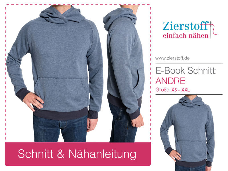 Männershirt, Hoodie ""ANDRE"", Gr. XS – XXL - Raglanärmel Männershirt, Hoodie ""ANDRE"", Gr. XS – XXL - Raglanärmel