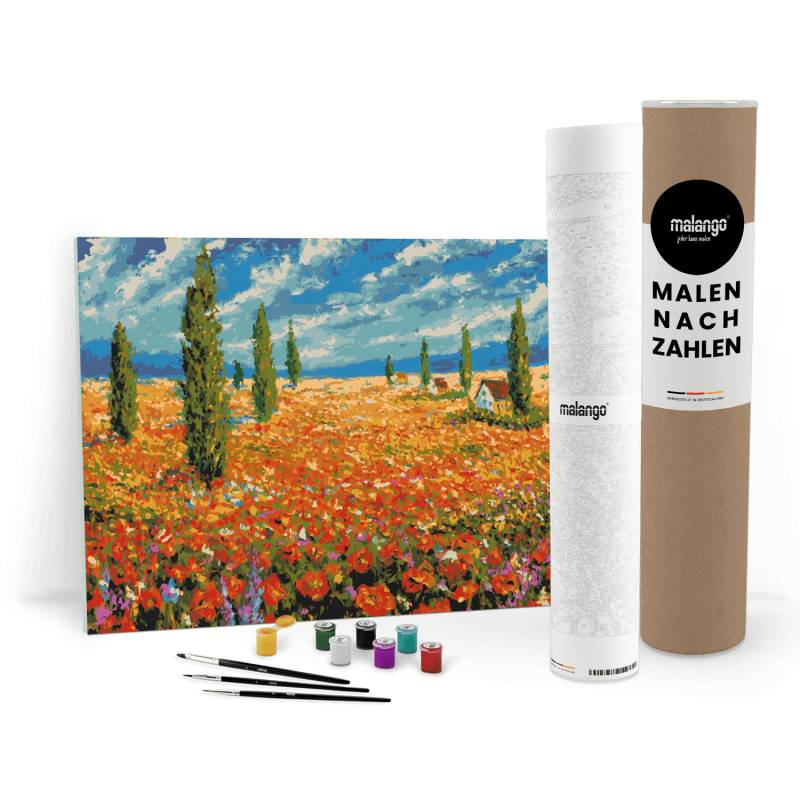 Malen nach Zahlen - Blumen Landschaft mit Zypressen Malen nach Zahlen - Blumen Landschaft mit Zypressen