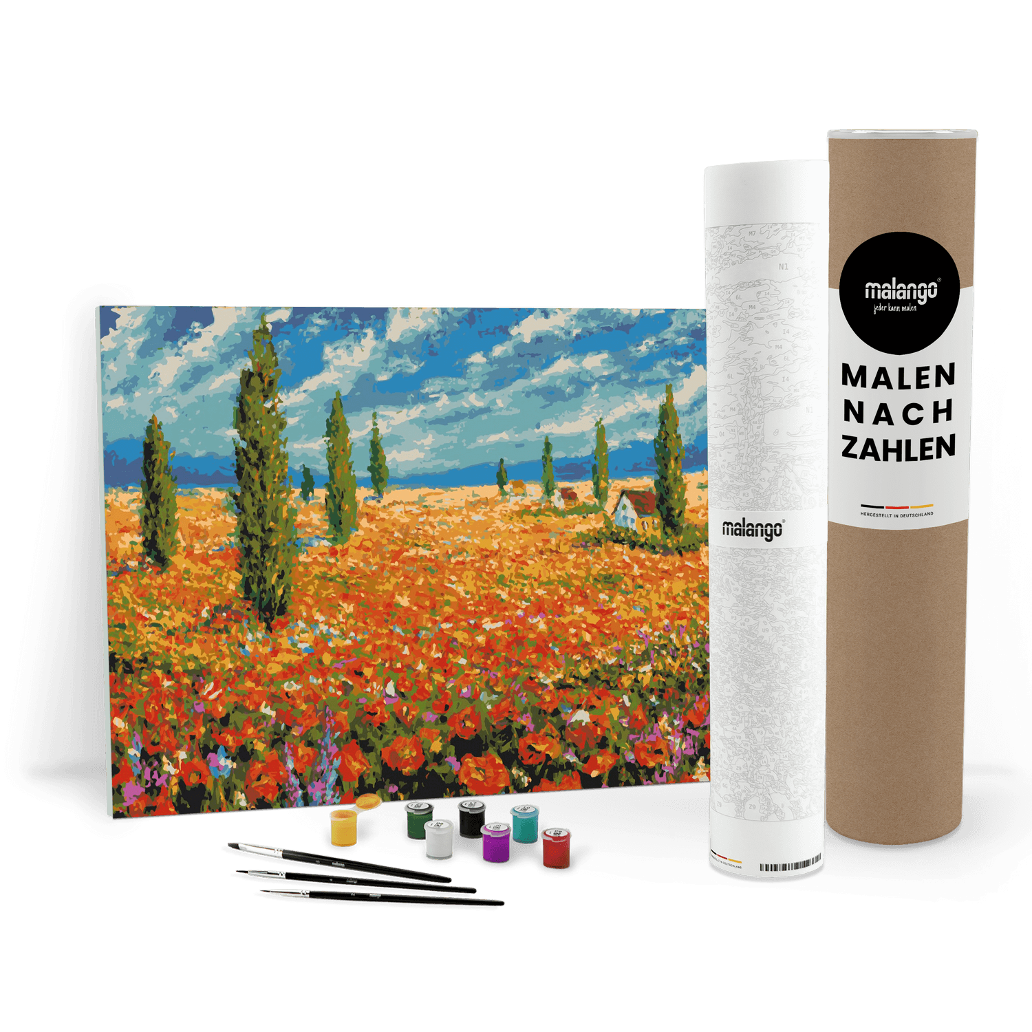 Malen nach Zahlen - Blumen Landschaft mit Zypressen Malen nach Zahlen - Blumen Landschaft mit Zypressen