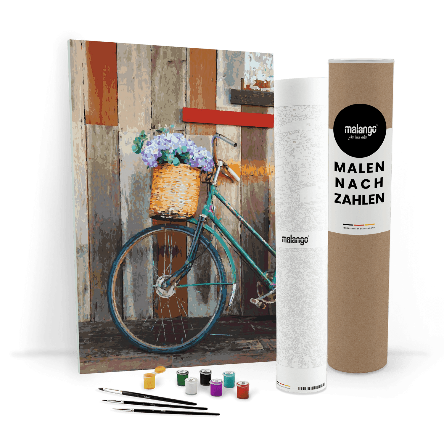 Malen nach Zahlen - Blumen am Fahrrad