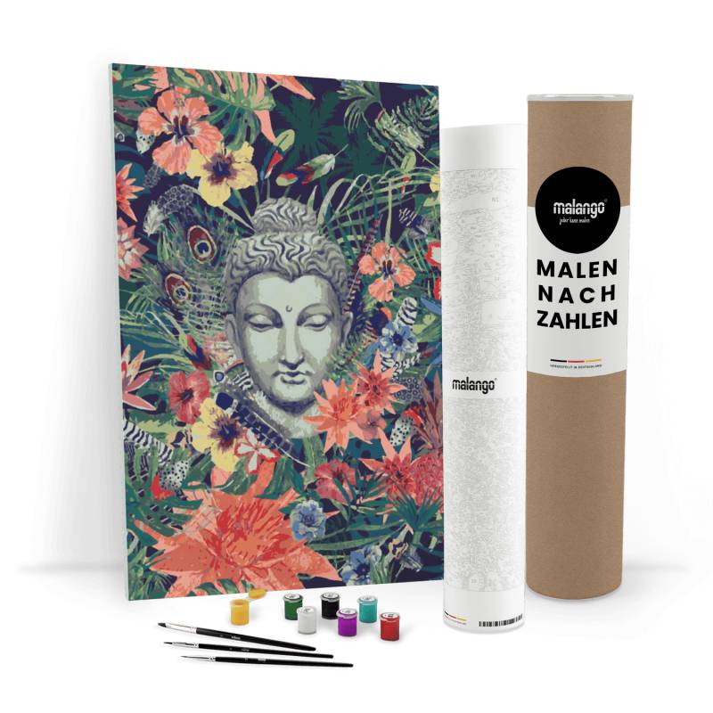 Malen nach Zahlen - Buddha unter Blumen - 60 x 40 cm - ohne Rahmen