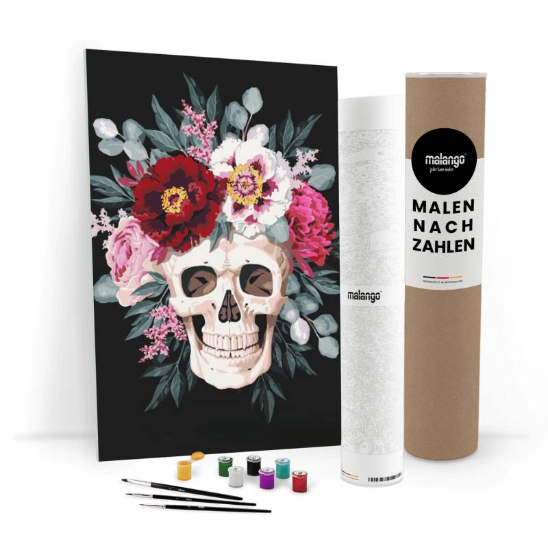 Malen nach Zahlen - Schädel Blumen