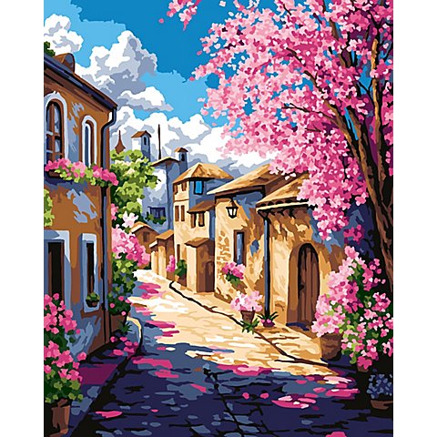 Malen nach Zahlen auf Leinwand "Blühende Stadt", 40 x 50 cm