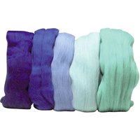 Merino Kammzug Mix, superfein - Blautöne von Blau