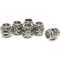 Metall-Schmuckperle "Blume", 6 Stück von Silber