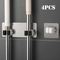 Mop Organizer Broom Rack Strong Hooks Bathroom Wall 2/4pcs Adhesive Holder Mounted Kitchen No Hanger Drilling Multi-purpose Mop Organizer Broom Rack Strong Hooks Bathroom Wall 2/4pcs Adhesive Holder Mounted Kitchen No Hanger Drilling Multi-purpose