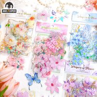 Mr. Paper Retro Butterfly Flower Sticker Pack Gilding Plant Handbook Material Decoration Collage Stationery 40pcs/pack