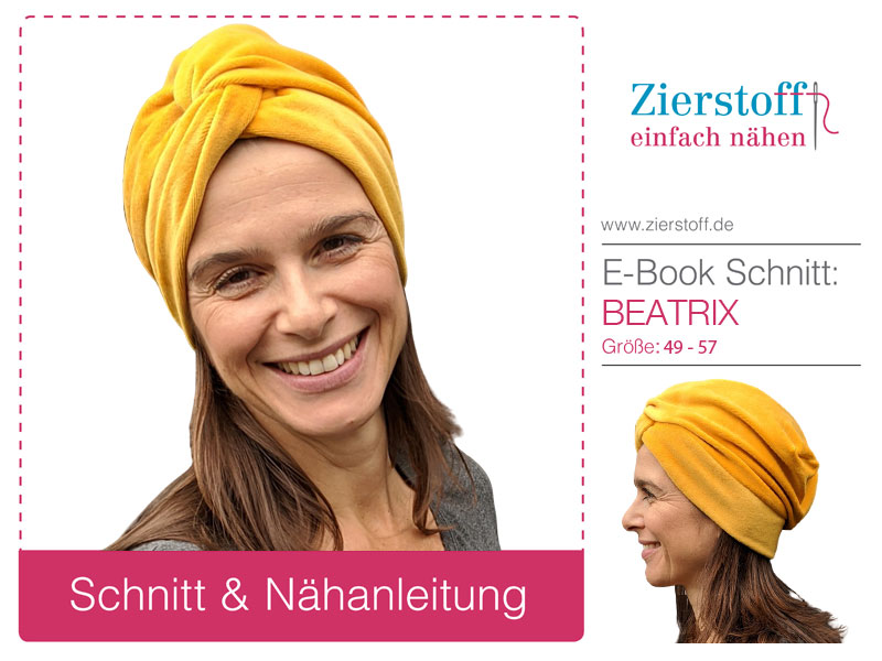 Mütze, Beanie, Turbanmütze, ""BEATRIX"" – für Erwachsene. Gr. 53 – 65 Mütze, Beanie, Turbanmütze, ""BEATRIX"" – für Erwachsene. Gr. 53 – 65
